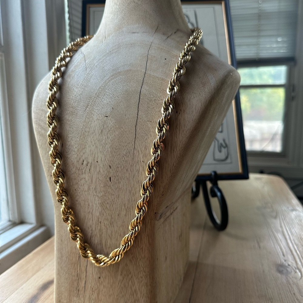Gold Rope Chunky Chain Necklace with Classic Rope Design - Picture 15 of 15